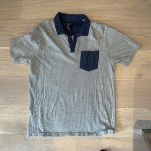 21men Heather Gray Polo with Dark Blue Details